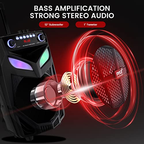Pyle 800W Portable Bluetooth Speaker System Loud 12" Subwoofer, And Wireless Mic, Pa Speaker Is Wireless And Includes Wheels & 4 Hr Battery Life – for Karaoke, Parties & Outdoors - style: 800 watts