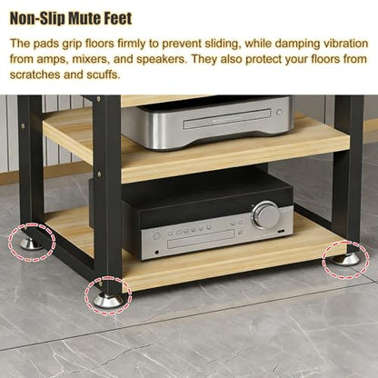 YLLFFLL Open Shelf Stereo Component Rack Stand Tabletop, 2 3 4 Tier Audio Racks and Av Media Cabinet with Footpad, Upright HiFi Cabinets and Stands Under Desk(#1,4 Layer) - color: #1, size: 4 layer