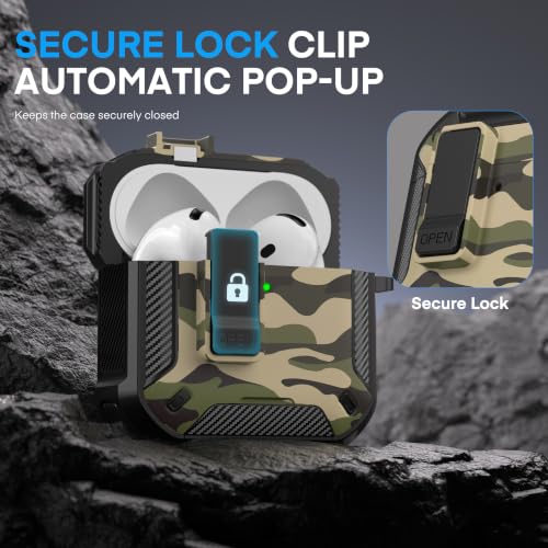 for AirPods 4 Case & AirPods 5 Case with Magnetic Lock, Jungle Camo - color: Camo Jungle, size: AirPods 4 Case 2024 / AirPods 5 Case 2026