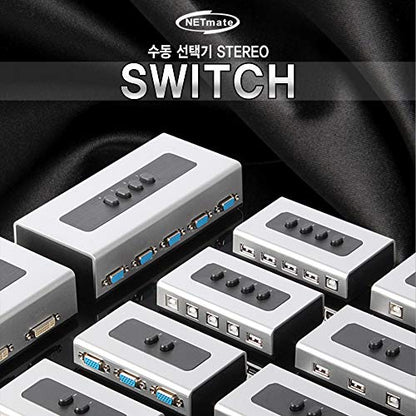 2 Port 3.5mm Stereo Manual Switch Box AUX Audio Speaker selector(Wall Mount Hole Built-in, wall or Table Available)