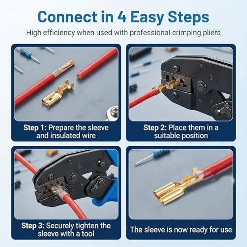 150 Pcs 6.3mm Male Female Spade Connector Brass Male Female Wire Spade Wire Terminal Connectors Non Insulated Wires for Car Audio Wiring Relay Speaker N-005-6.3