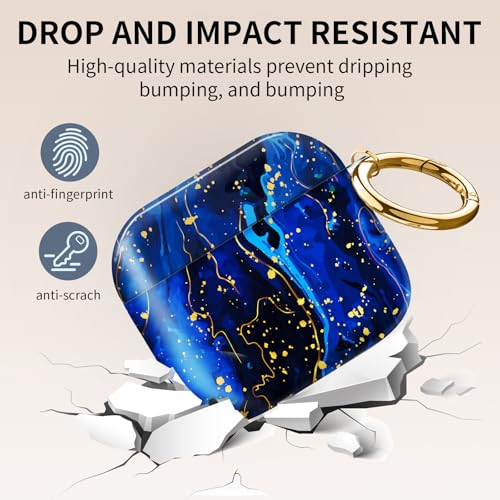 Cute Case Cover Compatible with AirPods 4th Generation 2024, Shockproof, Full-Body Protection - Protective, Anti-Drop Design (Cute Blue Marble) - color: Cute Blue Marble