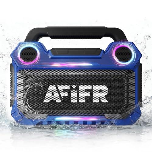 Outdoor Bluetooth Speaker 160W: IP67 Waterproof, 24H, TWS | Rugged portable speaker with deep bass, LED lights, TWS pairing for parties, beach, travel, camping, garage - color: Blue