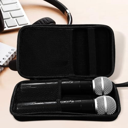 Portable Hard Shell Microphone Carrier Bag with Padded Dividers Shockproof Protective Case for Microphone Storage and Travel Compact Lightweight Organizer for Audio Mic Accessories
