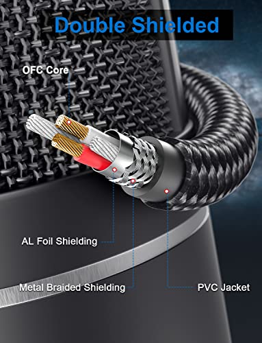 XLR Cable 6FT, XLR Microphone Cable Male to Female | Professional Balanced Audio Cable with 99.99% OFC, 24K Gold Plated Connectors for Mic, Mixer, Speaker, Studio Recording - size: 6FT