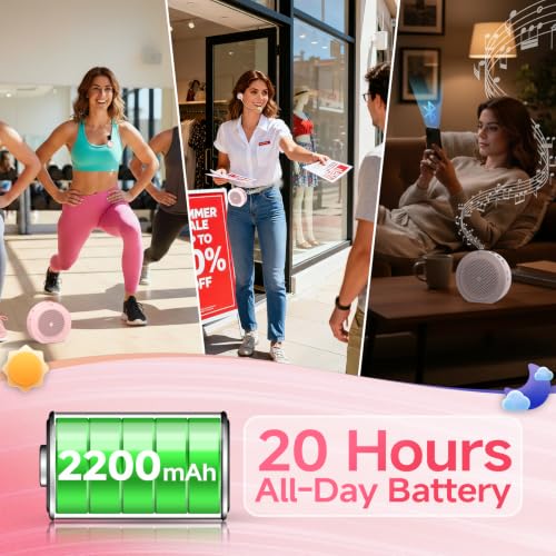 Moman Wireless Voice Amplifier with Lavalier Mic, 20H Battery 164ft Range Sensitive Pickup Noise Reduction PA System Bluetooth Portable Magnetic Charging Dock, Amplifier for Teacher Yoga Tour, Pink - color: Pink