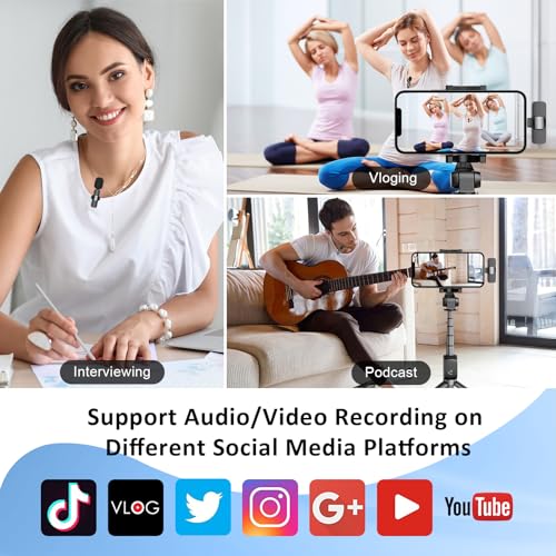 MAYBESTA Bluetooth Mini Microphone for iPhone, iPad - Wireless Lavalier Lapel Mic for Video Recording - Clip on Shirt Phone Microphones for Tiktok YouTube Interview Podcast