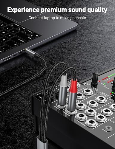 1/8" to 1/4" Stereo Cable 3.3FT, 1/8 Inch TRS Stereo to Dual 1/4 inch TS Mono Y Splitter Cable for Smartphone, Mixer,PC, CD Player, Speakers and Home Stereo System - size: 3.3FT