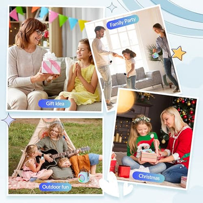 Karaoke Machine, Portable Bluetooth Speaker with 2 Wireless Microphones for Kids, Karaoke Toys Gifts Toys for Girls Boys Family Home Party (Blue) - color: Blue