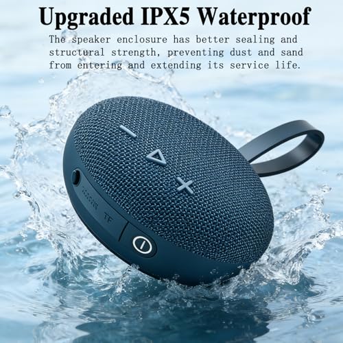 FIVERICH Magnetic Portable Bluetooth Speakers,IPX5 Shower Speaker Bluetooth Waterproof Extra Long Playtime,Support TF Card HiFi Sound Wireless Mini Speaker with BT 5.3 for Home, Beaches,Outdoor-Blue