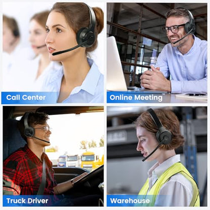 EKSA H3 Trucker Bluetooth Headset V5.4, Wireless Headphones with Mic Noise Cancelling, Mute Button & Replacement Ear Cushion, 65Hrs Driver Bluetooth Headset for Cellphone Office Work