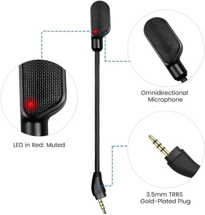 Cloud Flight 2 Mic Boom, Replacement Microphone 3.5mm Detachable Noise Cancelling with Mute LED Indicator Repair Parts for HyperX Cloud Flight 2 Wireless Gaming Headset Headphones