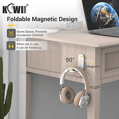 KIWIFOTOS 2 Pack Adhesive Desk Headphone Hanger, PC Gaming Headset Holder Stand, Adhesive Holder Mount for Wall, Foldable Headphones Hook Mount Under Desk - White,Two Pack - color: 2PC Adhesive White