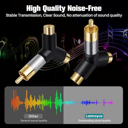 RCA Y-Splitter Adapter 4 Pack,1 RCA Male to 2 RCA Female Stereo Audio Subwoofer Car Audio Extension Metal Gold-Plated Converter Connector Compatible with Home Theater, Hi-Fi System, Amplifier, Speaker - color: 1 RCA Male to 2 RCA Female, size: 4 Pack