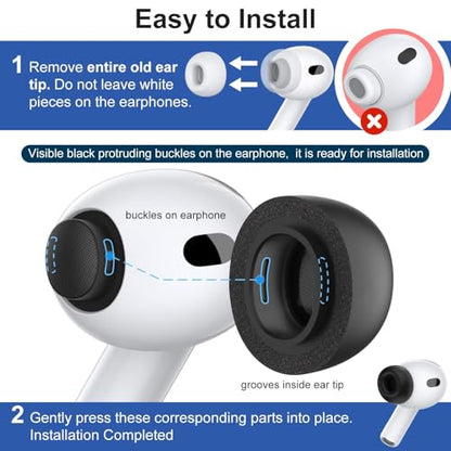 Memory Foam Ear Tips for AirPods Pro 3, Earbuds Replacement Tip 5 Pairs - size: XXS/XS/S/M/L