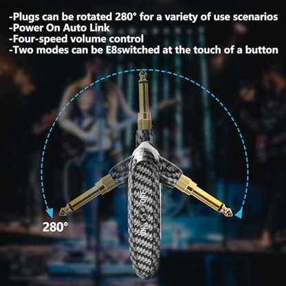 Wireless Guitar System 2.4GHz 2 Modes, 250° Rotatable (K6) | Wireless Guitar Transmitter Receiver, Automatic Pairing, for Guitar Bass, Violin, Keyboard, Over 30m/100 Feet, Carbon Fiber - color: Carbon Fiber