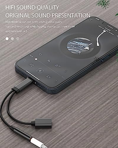 for iPhone to Aux Adapter(2in1)3.5mm Headphone Jack Lightning Cable Charger Splitter Car Audio for Apple MFi Certified Charging Connector Lighting Earphone Adaptor for iPad Converter Dongle Accessorie