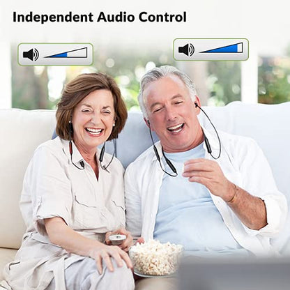Avantree HT41866 - Dual Wireless TV Earbuds with Bluetooth Transmitter | 20-Hour Battery Life with No Lip-Sync Delay, Plus Optical, RCA, and AUX Support for Easy TV Setup.