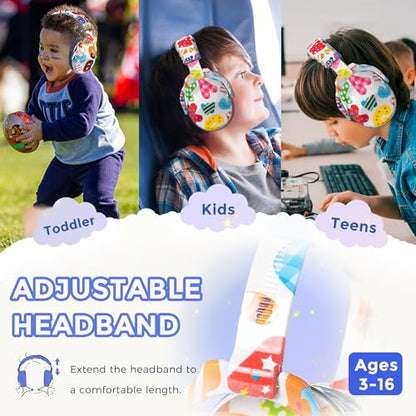 Kids Ear Protection Safety Ear Muffs, NRR 25dB Noise Reduction Children Earmuffs, Hearing Protectors for Sleeping, Studying, Airplane, Concerts, Fireworks-Letter with Blue Band - color: Blue Band Letter