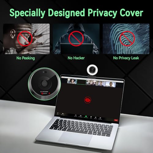 Angetube 1080P USB Webcam with Ring Light Autofocus & Microphone for PC Mac | Built-in Privacy Cover, Plug and Play, Compatible with Laptop Desktop, Works for Streaming, Teams, Skype Video Calls