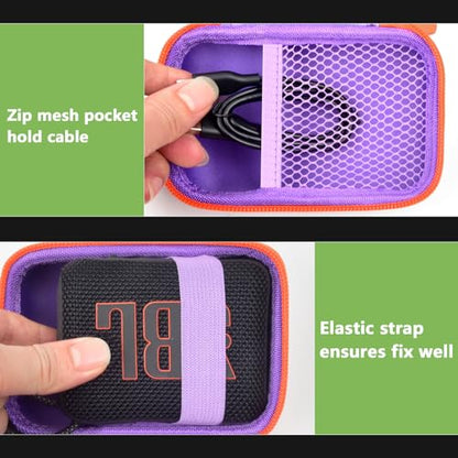 Speaker Case for JBL Go 5/4/3, Case Only | Hard Case, Mesh Pocket for Charging Cable, Compact Travel Carry, Speaker Not Included, Purple - color: Purple