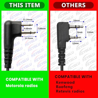 Dual PTT Headsets G Shape Earpiece for Motorola CP200d CP100d CP185 RDM2070d CLS1110 CLS1410 RMU2040 RMU2080D - Clear Sound Transmission, Super Strength Cable Module, High Strength Connector