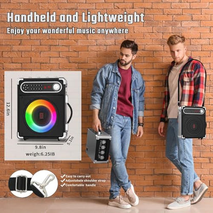 Karaoke Machine with 4 Wireless Microphones, Portable Bluetooth 5.1 Speaker for Adults Kids with LED Lights, Bass/Treble Adjustment, PA System with Remote Control, Supports FM/AUX/USB/TF for Party