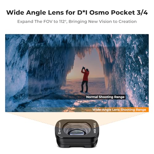 K&F CONCEPT Effect Lens & ND Filter Kit for DJI Osmo Pocket 4/3 | 1.2X Anamorphic Lens+ Wide-Angle Lens+ 10X Macro Lens+ ND8+ND32+ND128, Magnetic Attach/Multi-Coated/Optical Glass, FD161