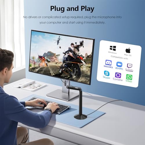 MillSO USB PC Microphone with Adjustable Stand External Mini USB Microphone - color: Stand