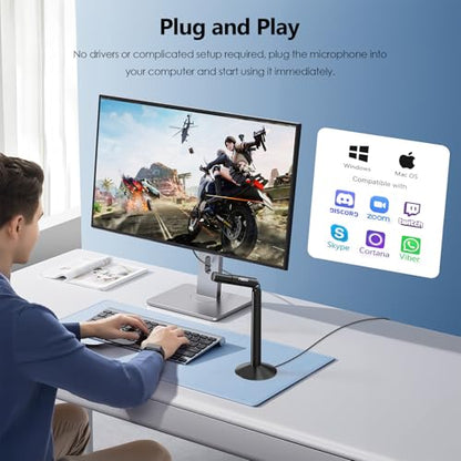 MillSO USB PC Microphone with Adjustable Stand External Mini USB Microphone - color: Stand
