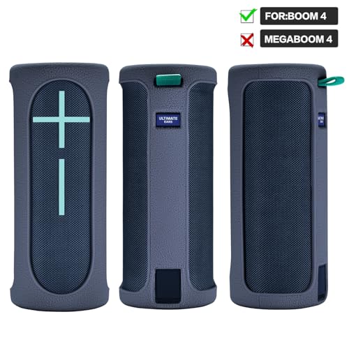 Travel Carrying Protective Silicone Case Compatible with Ultimate Ears Boom 4 Portable Bluetooth Wireless Speaker, Silicone Case Cover with Metal Hook for Ultimate Ears Boom 4 (Blue) - color: Blue