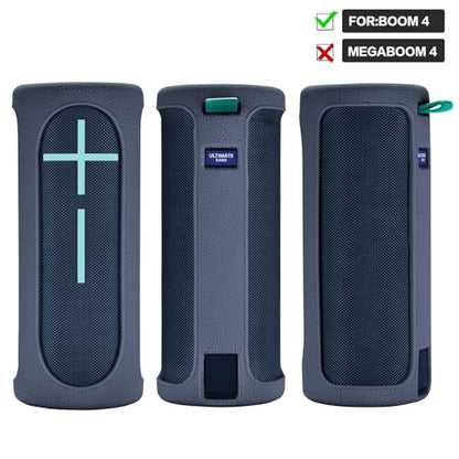 Travel Carrying Protective Silicone Case Compatible with Ultimate Ears Boom 4 Portable Bluetooth Wireless Speaker, Silicone Case Cover with Metal Hook for Ultimate Ears Boom 4 (Blue) - color: Blue