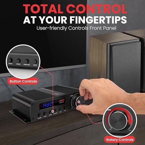 Pyle 100W 5 Channel Audio Amplifier - Wireless Bluetooth Home Theater Power Stereo Receiver with Surround Sound w/HDMI, AUX, FM Antenna, Subwoofer Speaker Input, 12V Adapter - PFA540BT.6