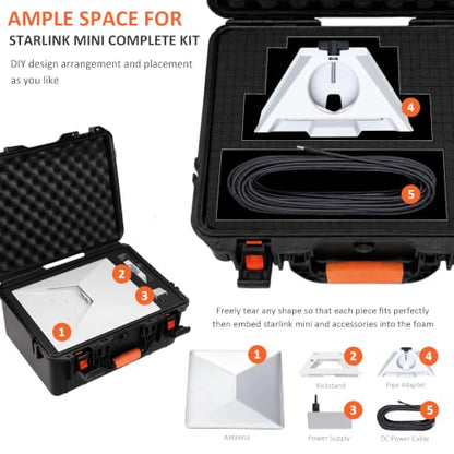 for Starlink Mini Waterproof Case with DIY Cutting Foam for Travel Outdoor | Hard Shell Case, Portable and Shockproof, Precision Cut Foam, Fit for Star Link Mini Dish, ideal for RV Camping Adventure
