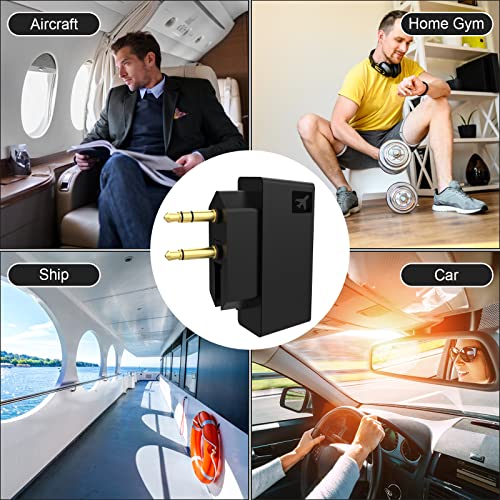 Airplane Bluetooth Adapter for Wireless Headphones and Any 3.5mm Aux Jack on Airplane, Bluetooth 5.0 Transmitter Receiver Fits for TV, iPad, Speaker, Gym, Foldable Single/Double Gold Plug (Micro USB)