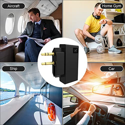 Airplane Bluetooth Adapter for Wireless Headphones and Any 3.5mm Aux Jack on Airplane, Bluetooth 5.0 Transmitter Receiver Fits for TV, iPad, Speaker, Gym, Foldable Single/Double Gold Plug (Micro USB)