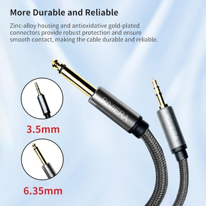 RIVIERA 10FT/3.0M Audio Cable 3.5mm 1/8" TRS to 6.35mm 1/4" TS Braided Sheild Pure Copper Wire and 24K Gold Plated Low Noise Cable with Braided Nylon Jacket for Digital Players & Musical Instruments - color: 1/4-1/8 TRS Black, size: 10FT/3.0M
