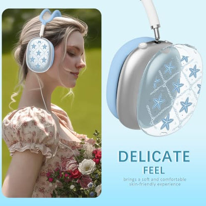 Joyland Silicone Case for AirPods Max Headphones,Blue Starfish Soft TPU Ear Cups Cover/Ear Pad Cover/Headband Protection for Apple AirPods Max USB-C/Lightning (2024/2020),Clear Blue - color: Blue-Blue Starfish