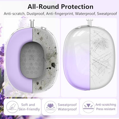 3-in-1 Case Cover for AirPods Max 2/AirPods Max Headphones, Apple AirPod Max Accessory Protective Cover, Headband/Silicone Ear Pad/Ear Cups Covers, Anti-Scratch and Sweat-Proof - color: Lila auf Weiß