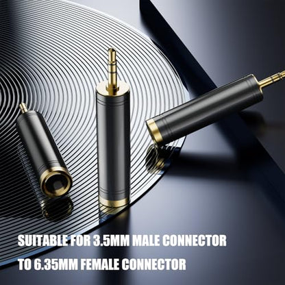 Eanetf 3.5mm to 1/4'' Stereo Gold-Plated Pure Copper Adapter, 1/8 Inch Mini Jack Male to 1/4 Inch Female Jack Stereo Adapter for Headphone Amp Adapte (1PACK-Black) - color: 1PACK-BLACK