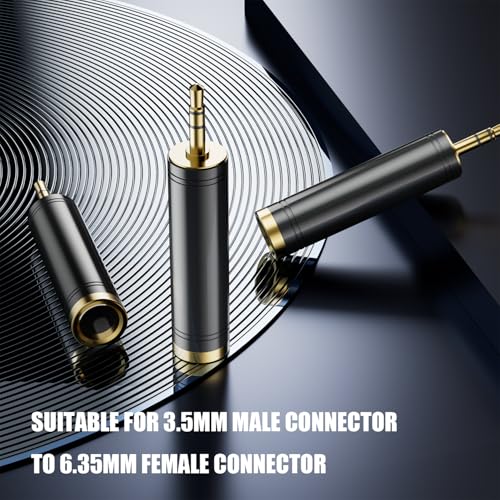 Eanetf 3.5mm to 1/4'' Stereo Gold-Plated Pure Copper Adapter, 1/8 Inch Mini Jack Male to 1/4 Inch Female Jack Stereo Adapter for Headphone Amp Adapte (2PACK-Black) - color: 2PACK-BLACK