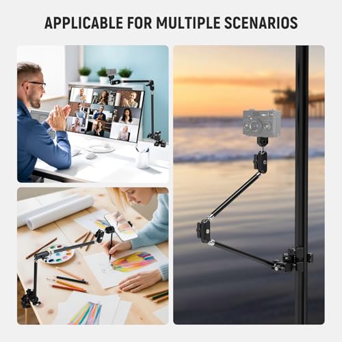 NEEWER 30" Articulating Magic Arm with Desk Super Clamp/Action Cam Mount/Phone Holder, Overhead Camera Mic Boom Stand, Compatible with GoPro iPhone DSLR Webcam Microphone Video Recording, UA056 - style: UA056