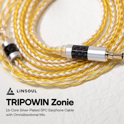 Linsoul Tripowin Zonie 16 Core SilverPlated IEM Cable, Recessed 2pin, 3.5mm - color: Gold