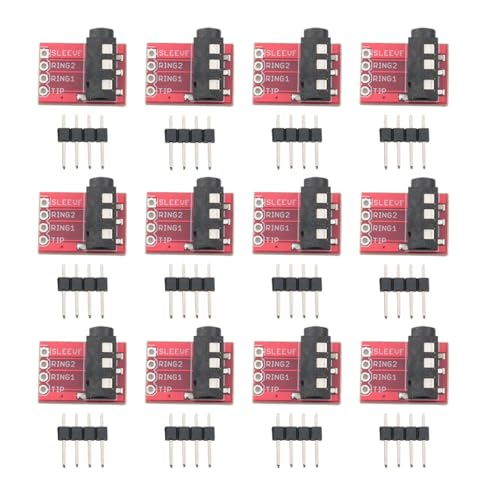 12Sets Red 3.5mm Audio Jack Breakout Headphone Video Audio MP3 Jack Module MP3 Socket Breakout Board Audio Jack Module for Arduino