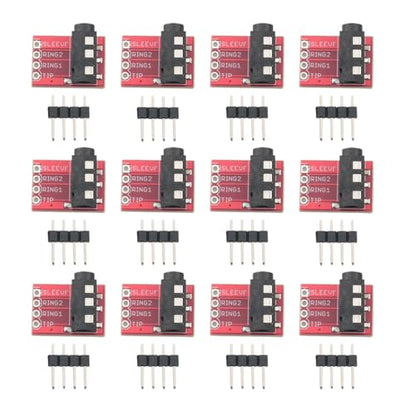 12Sets Red 3.5mm Audio Jack Breakout Headphone Video Audio MP3 Jack Module MP3 Socket Breakout Board Audio Jack Module for Arduino