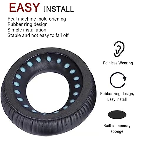 QC25 Ear Pads Cushions Replacement Compatible with Bose QC15 / QC25 / QC35 & 35 ii / QC2 / AE2 / AE2i / AE2W / Soundlink Headphones,Ear Muffs Memory Foam Earpads - color: Black