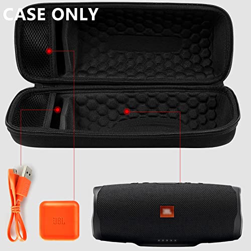 Comecase Hard Travel Case for JBL Charge 4/ Charge 5 Waterproof Bluetooth Speaker. Carrying Storage Bag Fits Charger and USB Cable (Case Only) - Black - color: Inside Black