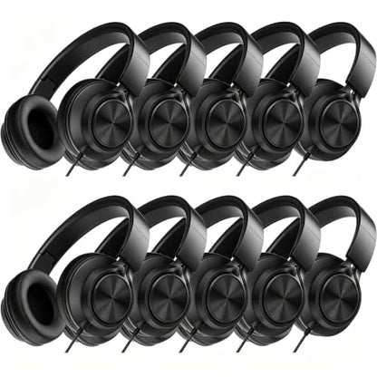 Classroom Headphones for Schools 10-Pack, Bulk Wired 3.5mm Jack