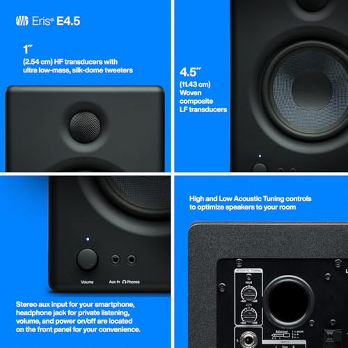 PreSonus Eris E4.5-2-Way 4.5" Near Field Studio Monitor (Pair) - color: Black, size: 4.5"