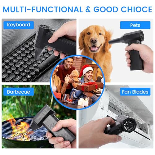 Compressed Air Duster, 3-Gear Electric Air Duster Rechargeable | Super Power Air Blower with Brushless Motor, Mini Blower for Computer, Keyboard, Car, House, Office, Outdoor, PC Cleaning Kit
